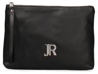 John Richmond Dames Clutch Sauvage Leer met Rits en Afneembare Schouderband Black and Gold UNICA 24x18x3 cm JR-W-1244M-JR-SA-BLACK-GOLD