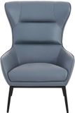 Vente-unique Grijze buffelleren fauteuil DINNIA