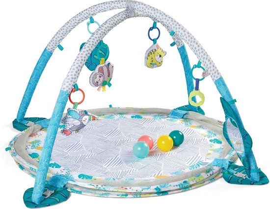 Infantino 3-in-1 Jumbo Activity Speelkleed - Babygym met Ballenbak - Blauw/Grijs