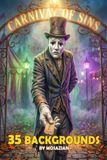 Carnival Mosazian Carnival of Sins 35 backgrounds By Mosazian: A Reversible Dark Carnival Masterboard Collection for Junk Journals, Scrapbooking, and Creepy Mixed Media Crafts