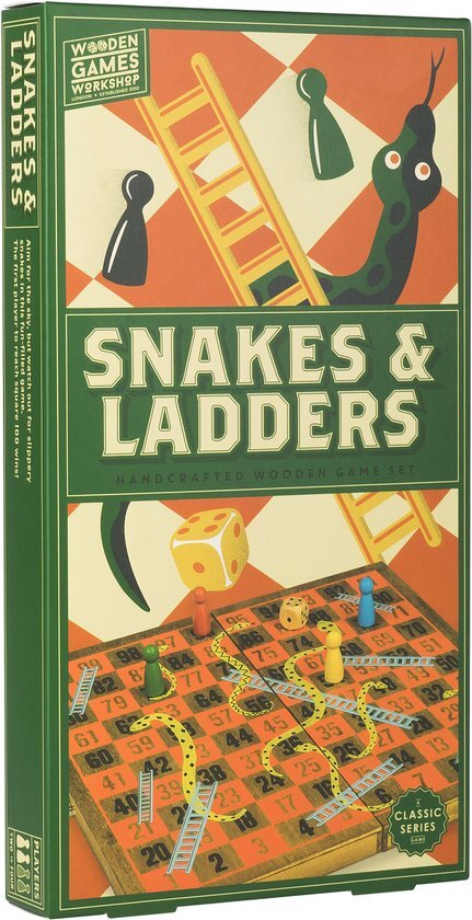 Professor Puzzle Snakes & Ladders - Houten Bordspel Klassiek slangen- en ladderspel