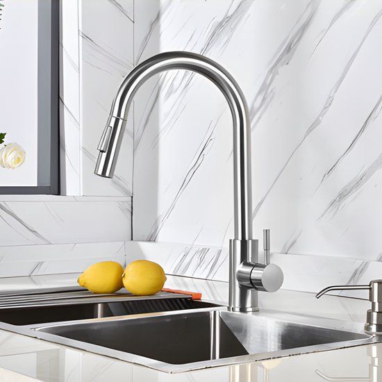 GROHE BauFlow wastafelkraan L - Hoge mengkraan met trekwaste - Chroom