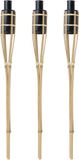 Articasa Torches à huile de jardin - 3x pièces - 60 cm - bambou bois - extérieur - rechargeable