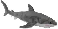 Nature Planet Knuffeldier witte haai - zachte pluche stof - veel details - grijs - 58 cm - Cadeau - Kinderen - Zeedieren