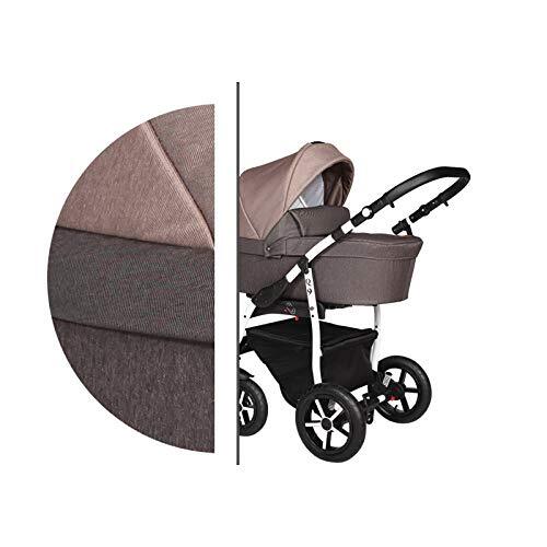 Lux4Kids Reissysteem 3in1 Isofix Buggy Pram Carrycot Pushchair Q9 door ChillyKids 2in1 without baby seat Coffe White Q9/175C