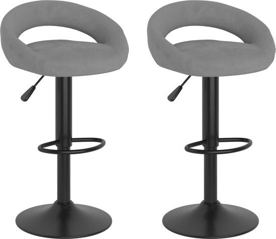 vidaXL Barkrukken 2 st fluweel lichtgrijs