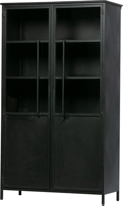WOOOD Exhibit Vitrinekast - Metaal - Zwart - 173x99x45 cm