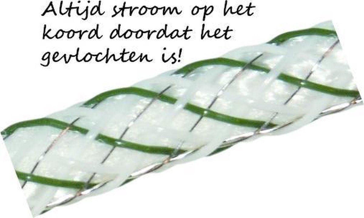 ZoneGuard 6 mm gevlochten afrasteringskoord wit groen 200 m