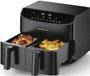 GOURMETmaxx Airfryer met Dubbele Kamer 2x3,5 L Zwart met Touchdisplay en Timer Energiezuinig Frituren 10 Programma’s 2400 W