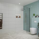 FortiFura Galeria inloopdouche - 40x200cm - ribbelglas - wandarm - hoogglans chroom