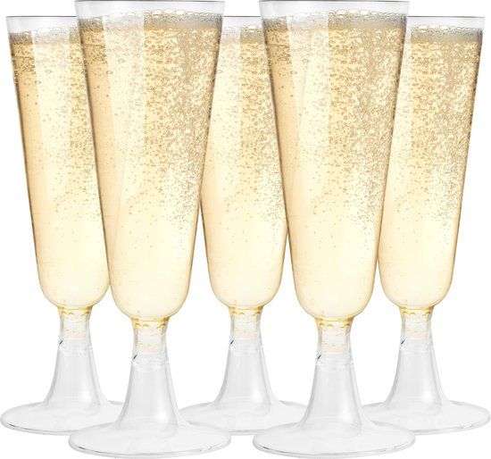 Matana – 48 Plastic Champagneglazen, 150ml – Elegant, Stevig & Herbruikbaar – Voor Bruiloften, Verjaardagen & Feesten