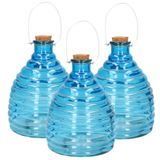 Wespenval Blauw 21 cm Glas - Set van 3
