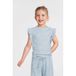 Anytime crinkle top met ruffles blomenprint lichtblauw