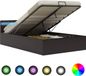 vidaXL Cadre de lit avec rangement, hydraulique, LED, similicuir, gris, 140x200 cm