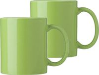 Bellatio Design Koffie mokken/bekers Nantes - 2x - keramiek - met oor - groen - 300 ml