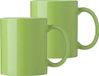 Bellatio Design Koffie mokken/bekers Nantes - 2x - keramiek - met oor - groen - 300 ml