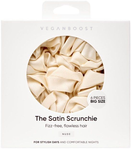 Veganboost Satin Scrunchies Nude Big Size - 6 stuks