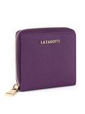 Lazarotti Leren portemonnee Bologna Leather Zip Wallet With 6 Card Slots Purple paars