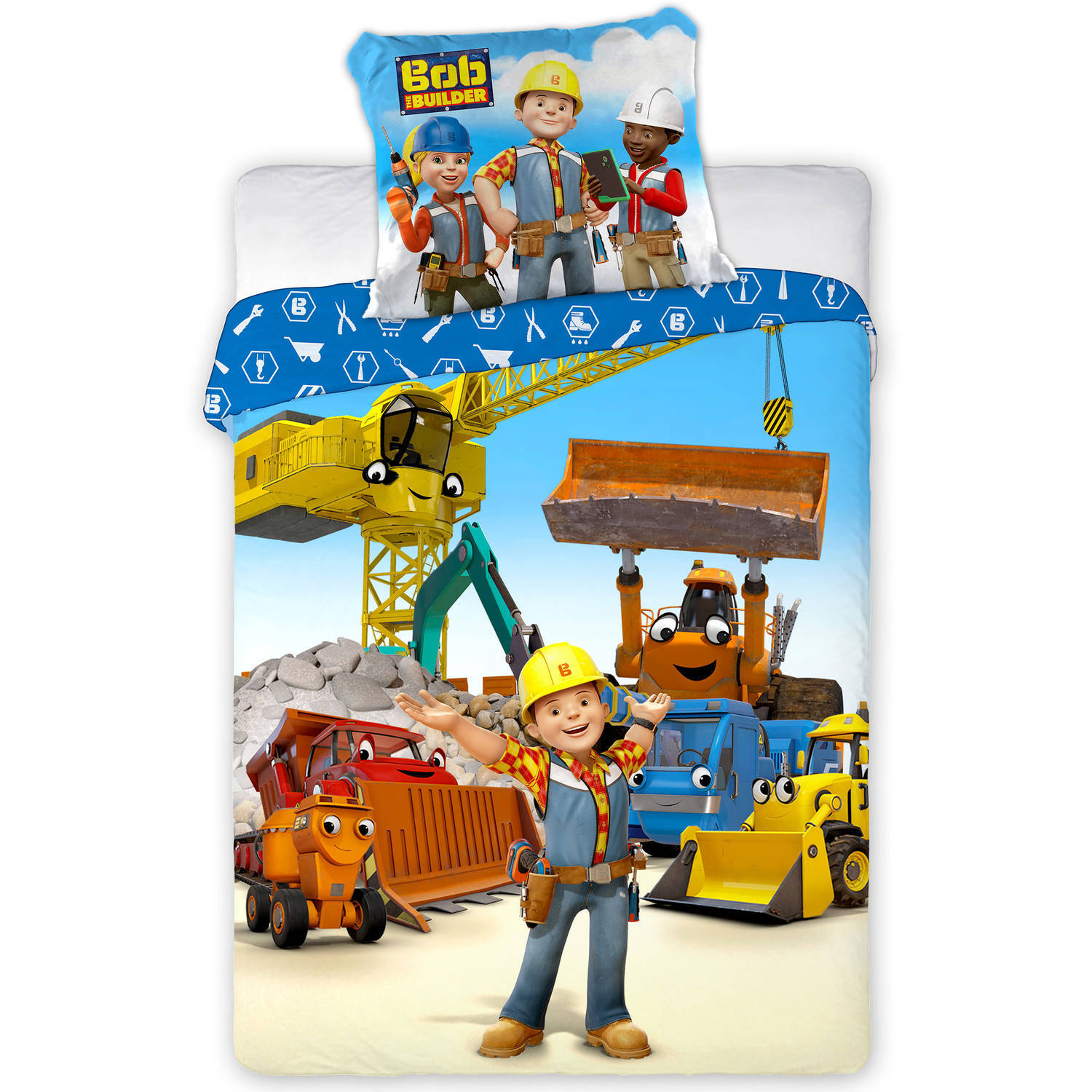 Bob de Bouwer Baby Dekbedovertrek Construction Zone - 100 x 135 cm - Katoen