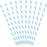 PartyDeco Rietjes Blauw/wit (10 st 19,5cm)