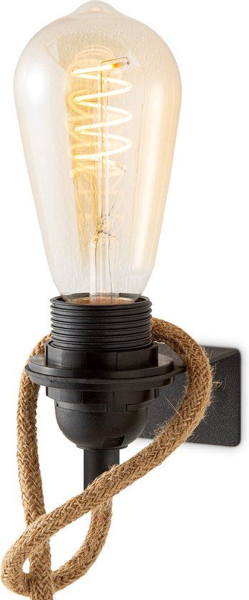 Home Sweet Home Zwart Vintage Muurlamp - Metalen Wandlamp - E27 fitting - 10 x 6 x 4 cm (BxDxH)