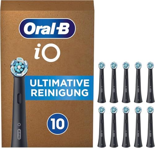 Oral B iO Ultieme reiniging opzetborstels voor elektrische tandenborstel, 10 stuks, ultieme tandenreiniging, tandenborstelopzetstuk voor Oral-B tandenborstels, brievenbus-compatibele verpakking, zwart