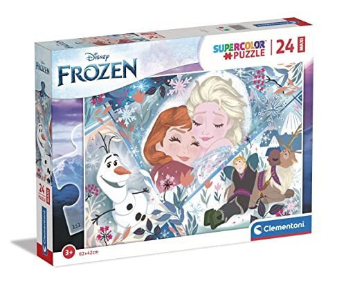 Clementoni Frozen 2 Supercolor 2-24 Maxi-onderdelen Made in Italy, kinderen 3 jaar, Disney, cartoon-puzzel, meerkleurig, medium, 24224
