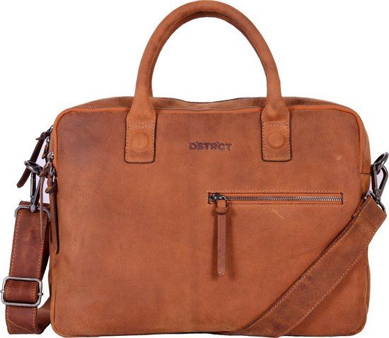 DSTRCT Wall Street 15 inch Laptoptas - Cognac - Leer