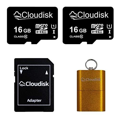 Cloudisk 2 Pack Micro Sd-kaart met MicroSD-adapter kaartlezer geheugenkaart klasse 10 (2 Pack 16 GB)