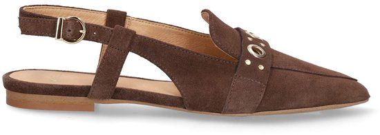 Manfield Dames Bruine Suède Slingbacks Maat 38