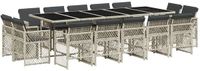 vidaXL 15-delige Tuinset met Kussens, Poly Rattan, Lichtgrijs