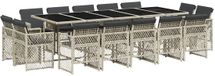 vidaXL 15-delige Tuinset met Kussens, Poly Rattan, Lichtgrijs