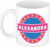 Bellatio Decorations - Alexandra voornaam - koffiemok - beker - wit/roze - 300 ml