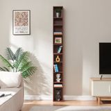 en.casa CD rek Tynset met 10 open vakken 187x20x17 cm walnootkleurig