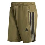 adidas heren Workout Essentials All-Set 3-Stripes Knit Short Shorts, olive strata/black, M 5 inch