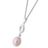 Orphelia Dameshanger met ketting 925 zilver gerhodineerd parel crème - ZH-7071, Sterling zilver, Parel