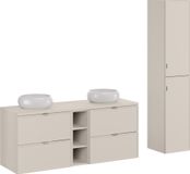 Sublima Set de meubles de salle de bain en cachemire avec double vasque, modèle à poser, 140 cm de large + 3 éléments supplémentaires