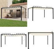 vidaXL Prieel met lamellendak 3x4 m stof en aluminium crèmekleurig