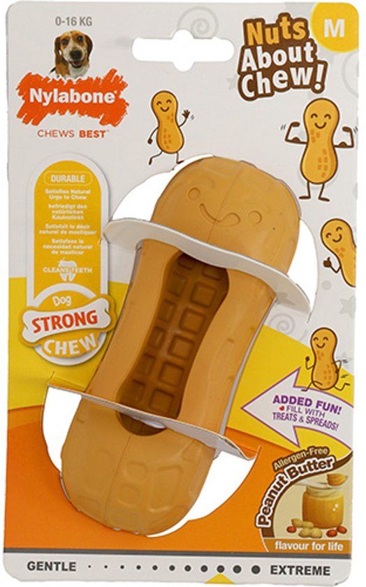 Nylabone Strong Chew Peanut Spread Toy M Bruin/Oranje Plastic Hond