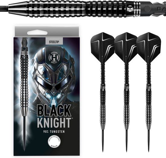 Harrows Black Knight Steeltip Dartpijlen - 26 gram - Zwart - 3 stuks