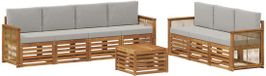 vidaXL - Salon d'angle - 4 places assises - Acacia massif - Naturel et gris clair