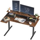 OEM Elektrisch verstelbaar L-vormig bureau, hoogte verstelbaar, 140x80 cm, bruin