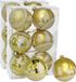 Ger Import 12x boules de Noël décorées or plastique diamètre 6 cm