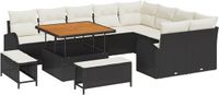 vidaXL Tuinbank Set 12-delig Zwart Polywood