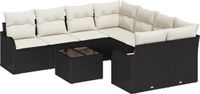 vidaXL Tuinbank Set Zwart Poly Rattan