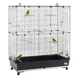 Ferplast Vogelvolière PLANETA L Vogelkooi grote vogelvolière, Kanaries, Parkieten, Vinken, Agapornis, van Metaal, Inclusief Accessoires Roterende Voerbakken Zitstokken Wielen 118 x 59 x h 135 cm.