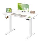 VASAGLE In hoogte verstelbaar bureau, statafel, computertafel, herinnering bij lang zitten, geheugenfunctie met 4 hoogtes, voor kantoor, 100 x 60 cm, wolkenwit LSD310WZ03