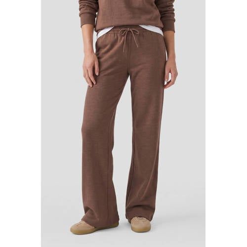 Anytime Anytime fleece wide leg joggingbroek bruin
