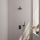 Brauer Black Carving Thermostatische Regendoucheset Inbouw - Hoofddouche 20 cm - Rechte Wandarm - 3 Weg - Handdouche Staaf - Doucheslang - Wandaansluitbocht - Mat Zwart