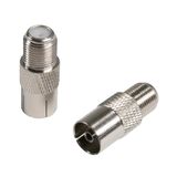 Seki 10 x F-bus naar IEC-bus adapter coaxiale antenne-adapter voor tv-kabel, SAT-ontvanger, coaxconnector, RG6, RG59 F naar IEC-koppeling, koper, 10 stuks